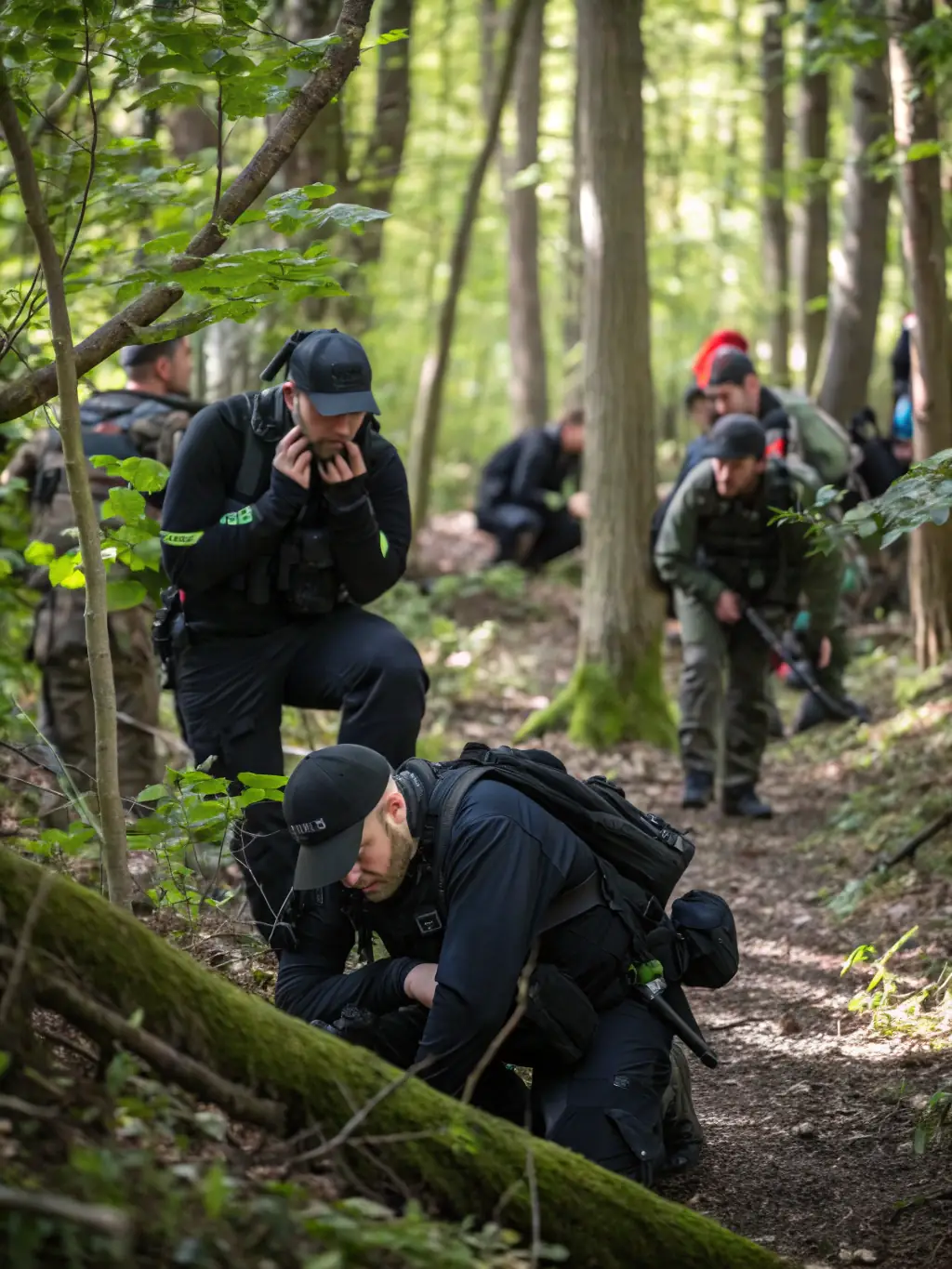 A picture of association members setting up traps for invasive species, demonstrating their role in regulating harmful species to protect the local ecosystem.