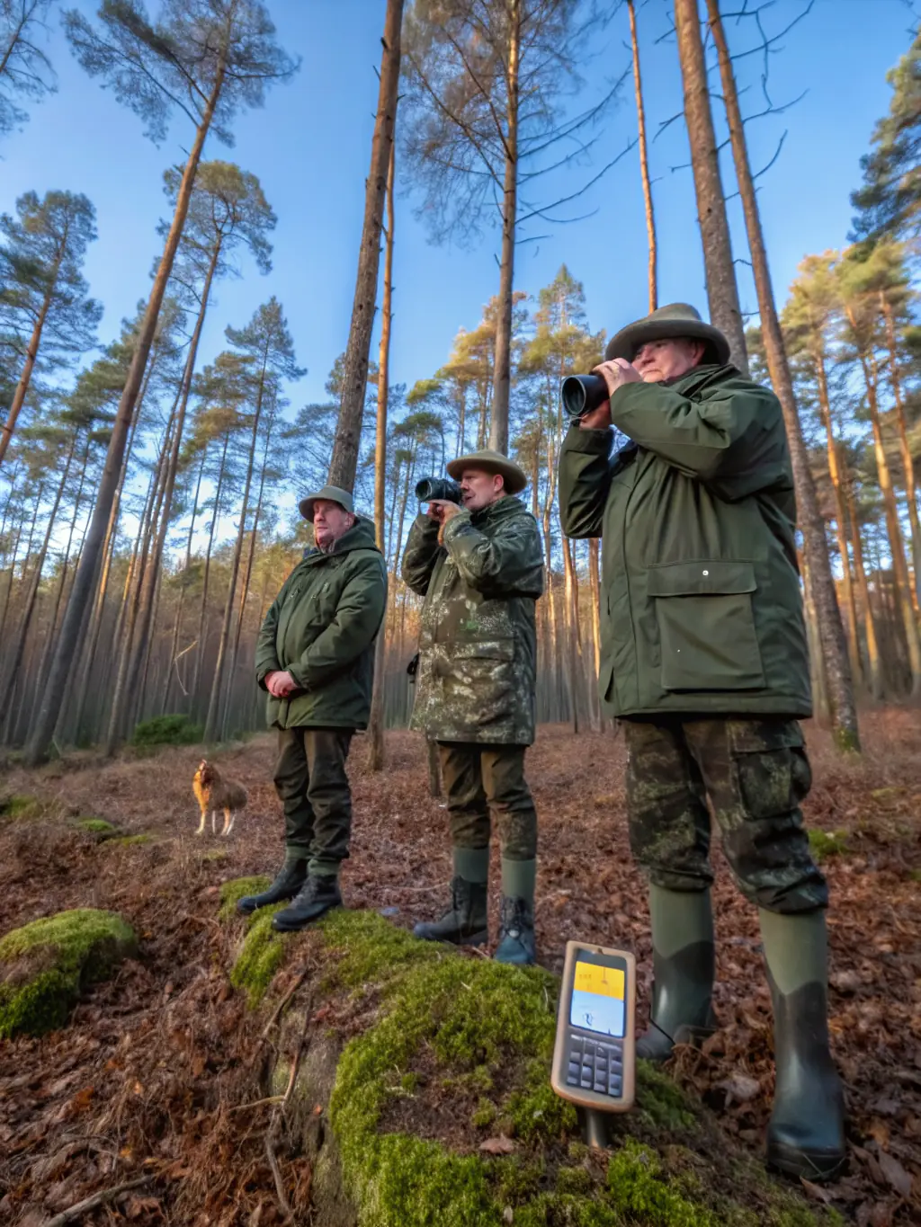 A photograph showing association members conducting a wildlife census, collecting data on local fauna populations in a field.